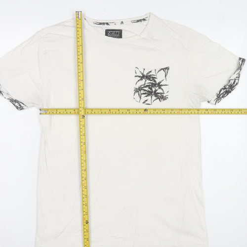 DStruct Men's White Palm Print Pocket T-Shirt Small