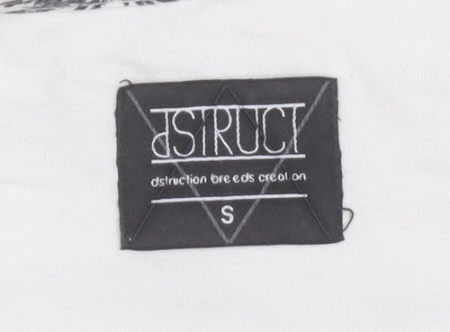 DStruct Men's White Palm Print Pocket T-Shirt Small