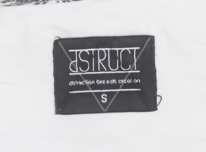 DStruct Men's White Palm Print Pocket T-Shirt Small