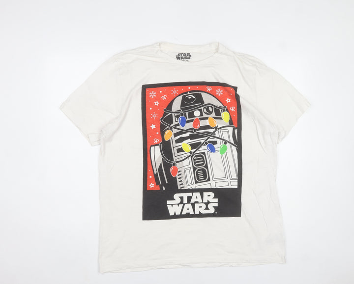 Next Star Wars Men’s White XL R2-D2 Christmas Graphic Cotton T-Shirt