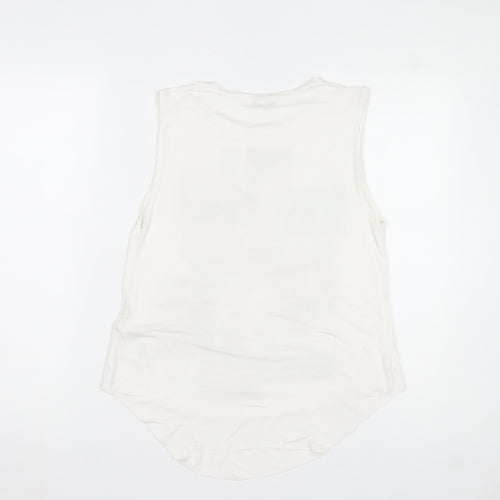 New Look Women’s White Graphic Sleeveless Tank Top UK 10 Viscose