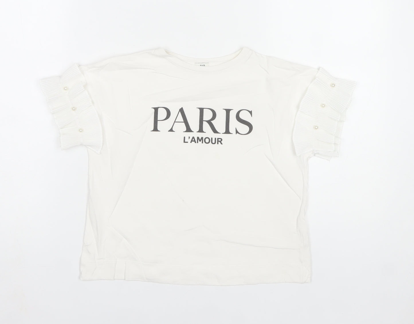 River Island Girls White Paris L'Amour Graphic T-Shirt 7-8 Years