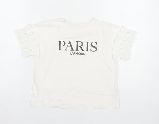 River Island Girls White Paris L'Amour Graphic T-Shirt 7-8 Years