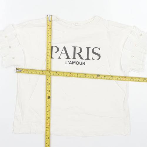 River Island Girls White Paris L'Amour Graphic T-Shirt 7-8 Years