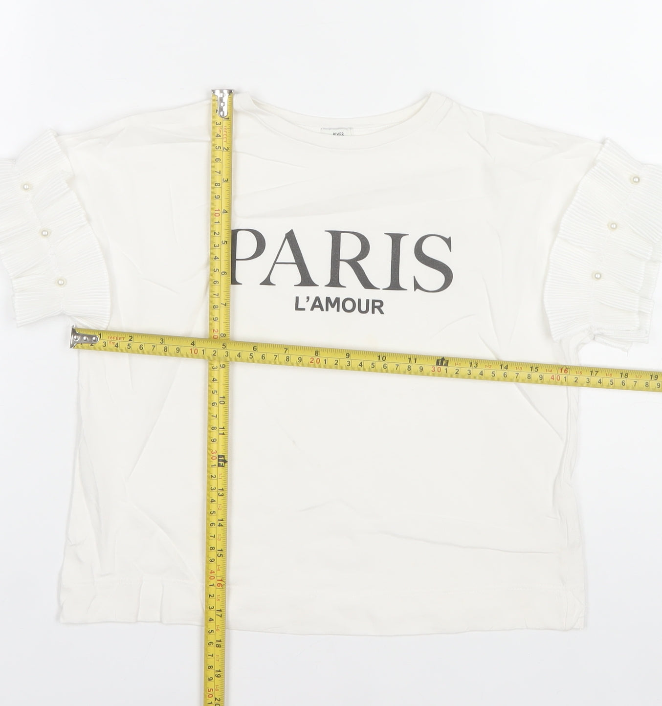 River Island Girls White Paris L'Amour Graphic T-Shirt 7-8 Years