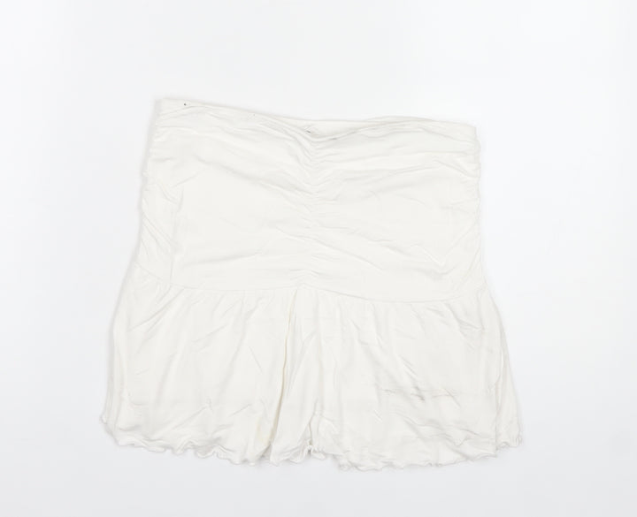 Hollister Women White High Rise Short Skort S Viscose Stretch