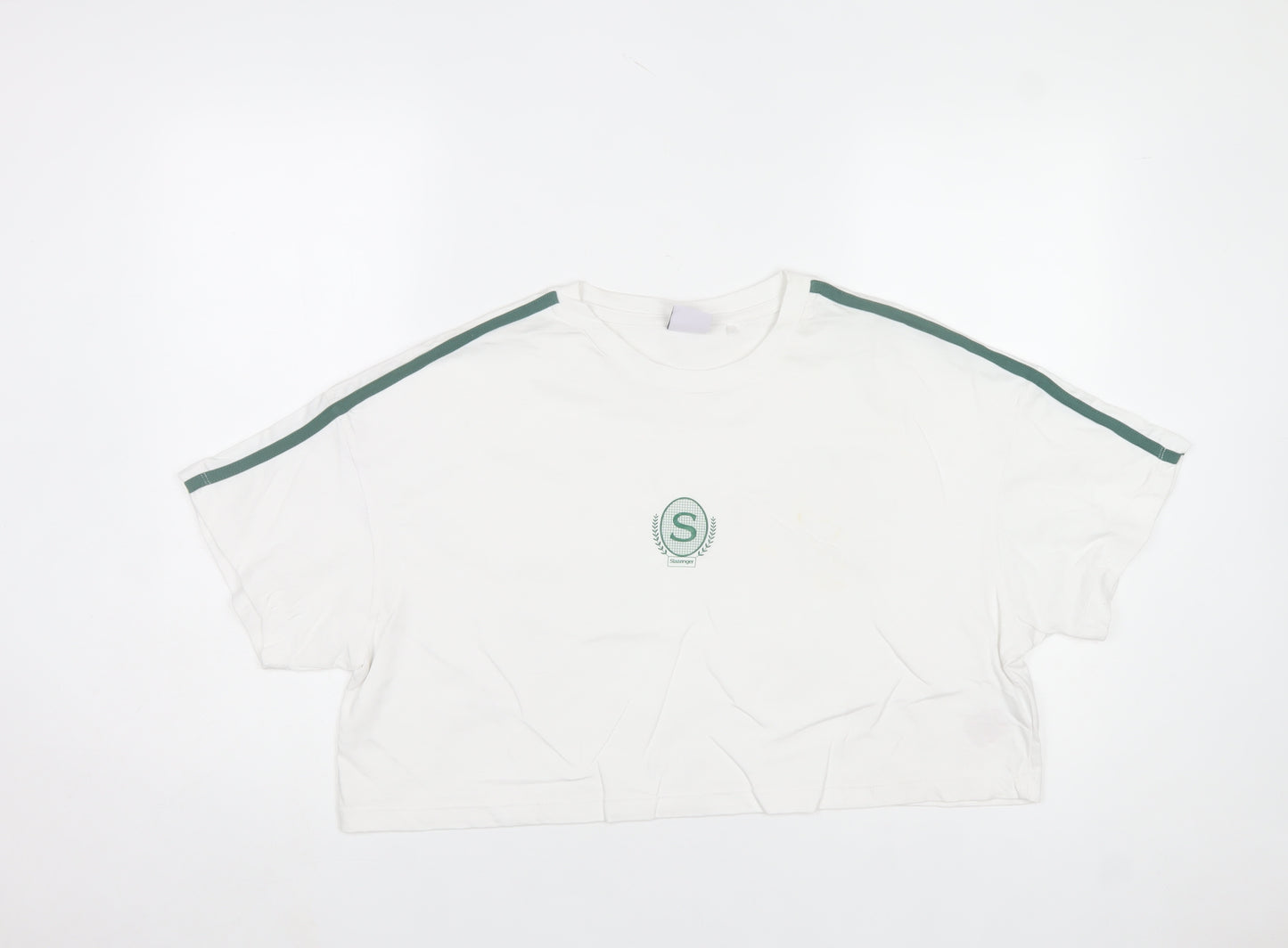 Slazenger Womens White Cropped T-Shirt Size 14 Sports Style