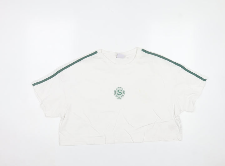 Slazenger Womens White Cropped T-Shirt Size 14 Sports Style
