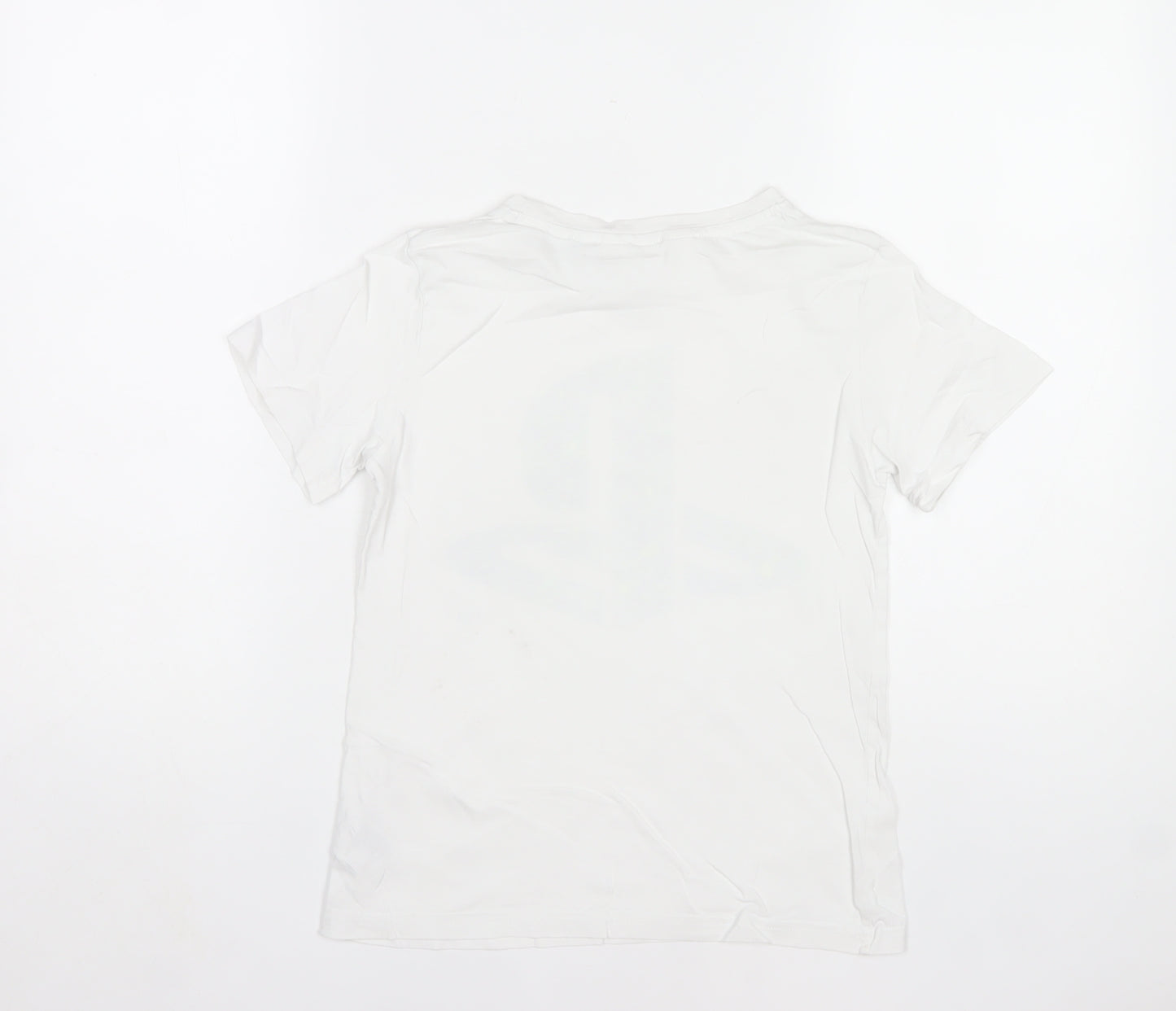H&M Boys White PlayStation Logo T-Shirt 9-10 Years Regular Fit Cotton