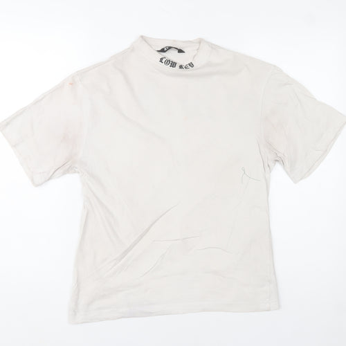 mrp Men’s White Relaxed Fit LOW KEY Graphic T-Shirt Size S