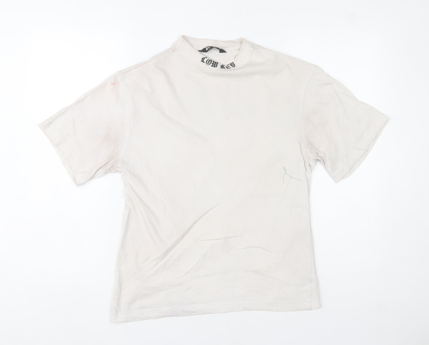 mrp Men’s White Relaxed Fit LOW KEY Graphic T-Shirt Size S