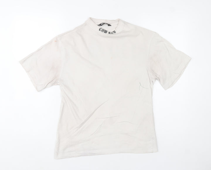 mrp Men’s White Relaxed Fit LOW KEY Graphic T-Shirt Size S
