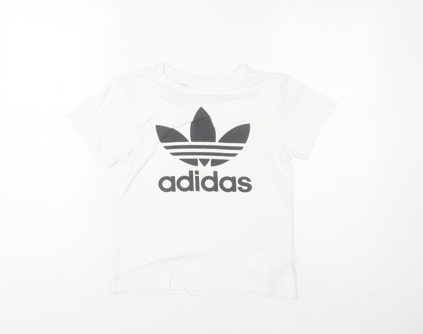 Adidas Girls White 10-11 Years Logo Cotton Short Sleeve T-Shirt