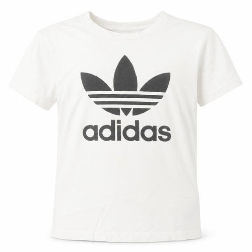 Adidas Girls White 10-11 Years Logo Cotton Short Sleeve T-Shirt