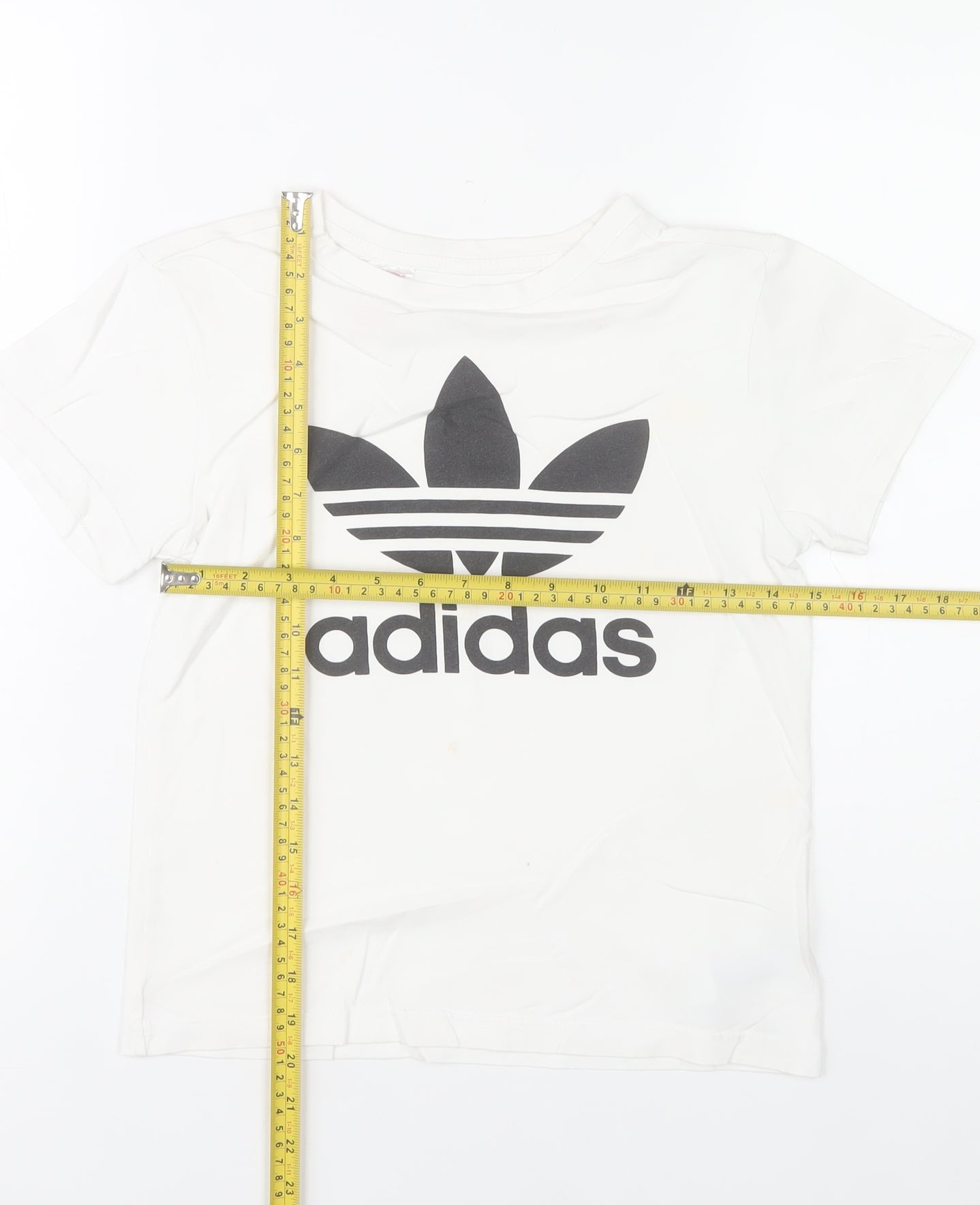 Adidas Girls White 10-11 Years Logo Cotton Short Sleeve T-Shirt
