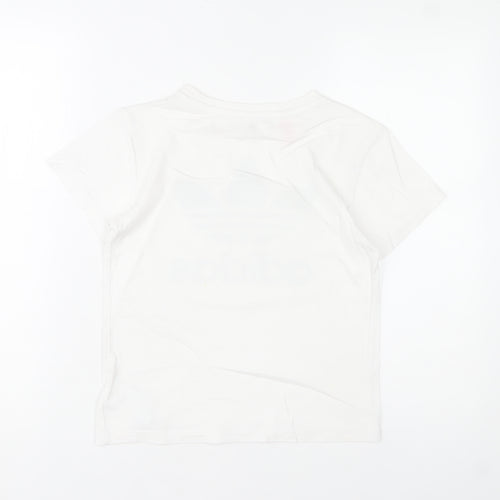 Adidas Girls White 10-11 Years Logo Cotton Short Sleeve T-Shirt