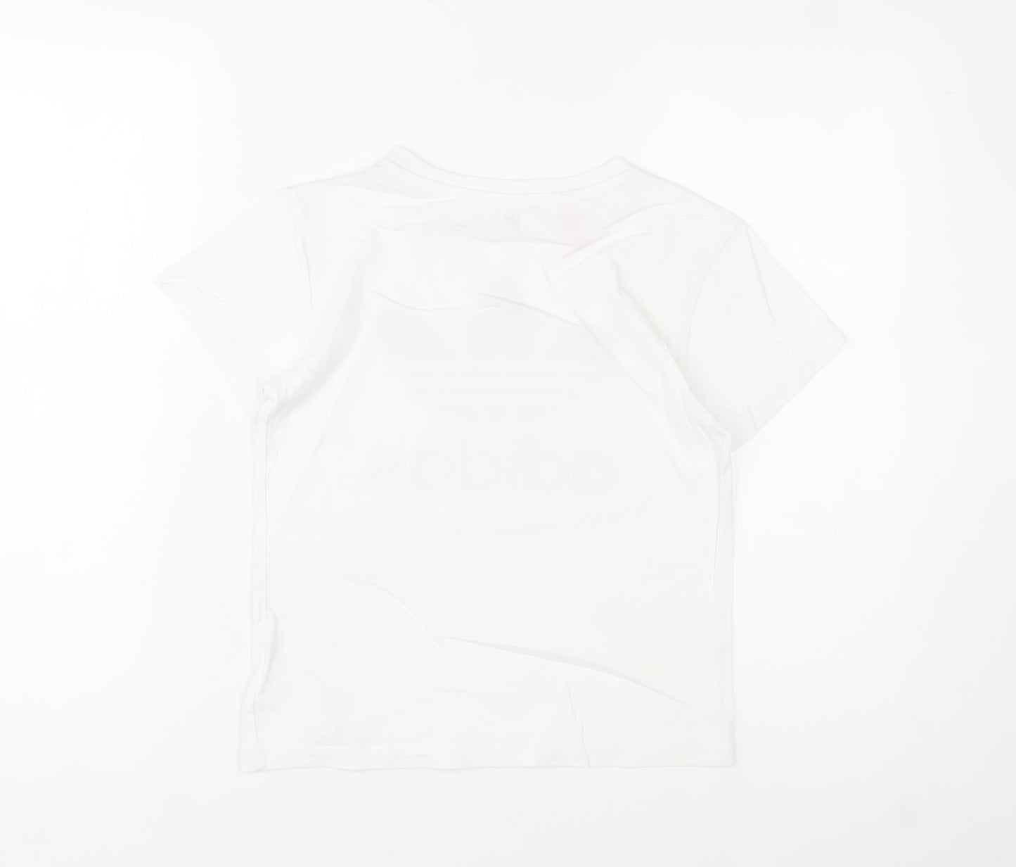 Adidas Girls White 10-11 Years Logo Cotton Short Sleeve T-Shirt