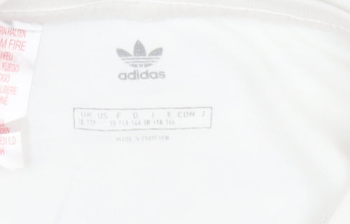 Adidas Girls White 10-11 Years Logo Cotton Short Sleeve T-Shirt