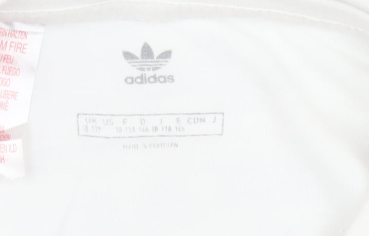 Adidas Girls White 10-11 Years Logo Cotton Short Sleeve T-Shirt
