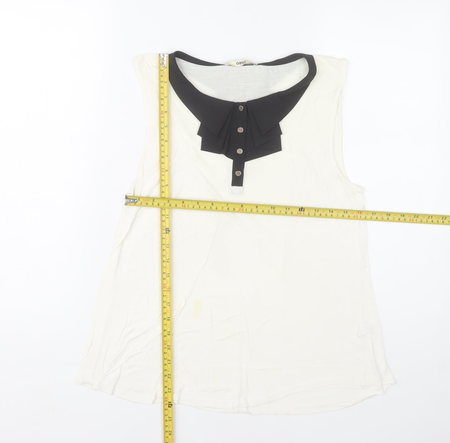 Oasis Women’s Ivory Sleeveless Collared Blouse Size M