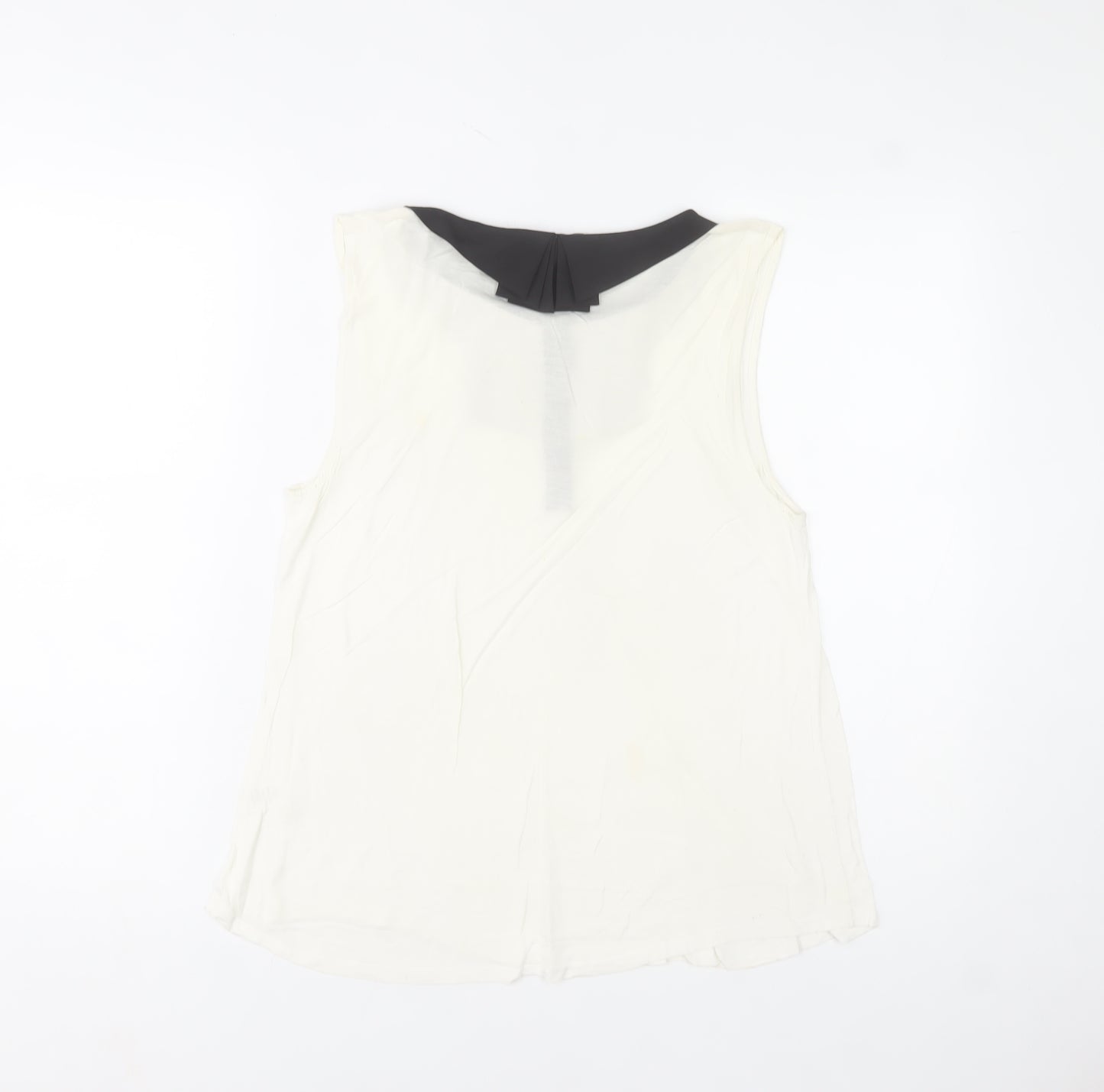 Oasis Women’s Ivory Sleeveless Collared Blouse Size M