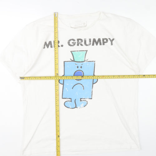 Next Men's White Mr. Grumpy Graphic T-Shirt XL Cotton Casual