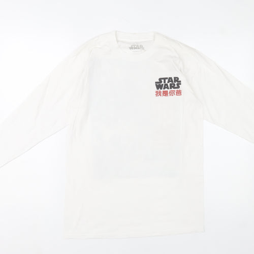 Star Wars Men's White Small Long Sleeve Graphic T-Shirt Darth Vader