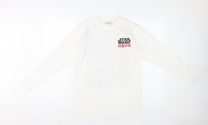 Star Wars Men's White Small Long Sleeve Graphic T-Shirt Darth Vader