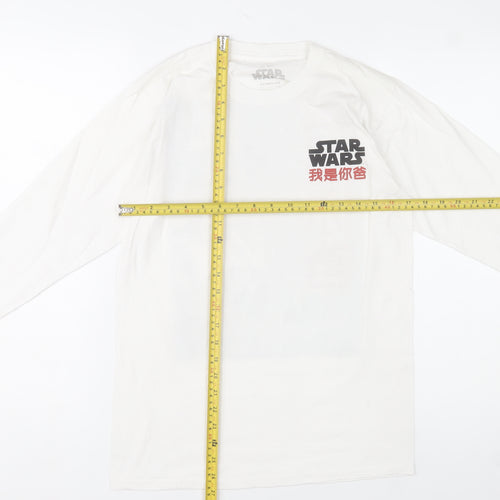 Star Wars Men's White Small Long Sleeve Graphic T-Shirt Darth Vader