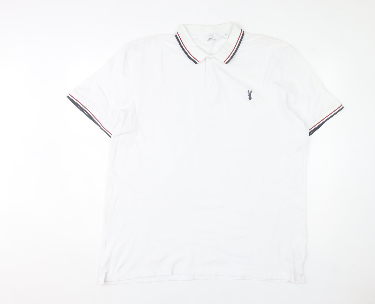 Next Men's White Polo Shirt XL Classic Fit Cotton Elastane