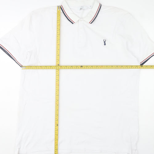 Next Men's White Polo Shirt XL Classic Fit Cotton Elastane