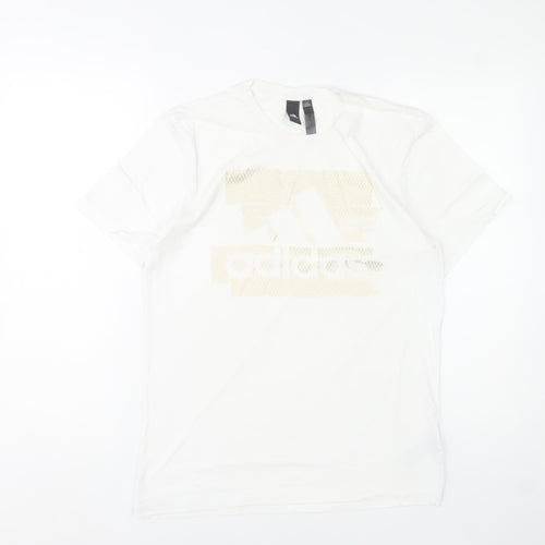 Adidas Men's White Crew Neck Graphic Print T-Shirt Size S