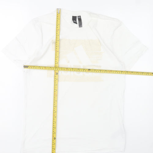 Adidas Men's White Crew Neck Graphic Print T-Shirt Size S