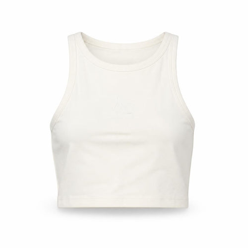 Angelle Collection Women's Ivory Cropped Racerback Tank Top Size S