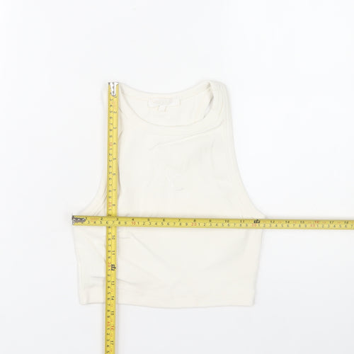 Angelle Collection Women's Ivory Cropped Racerback Tank Top Size S