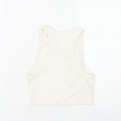 Angelle Collection Women's Ivory Cropped Racerback Tank Top Size S