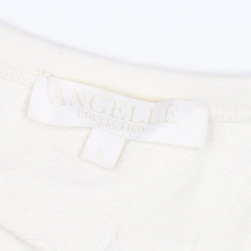 Angelle Collection Women's Ivory Cropped Racerback Tank Top Size S