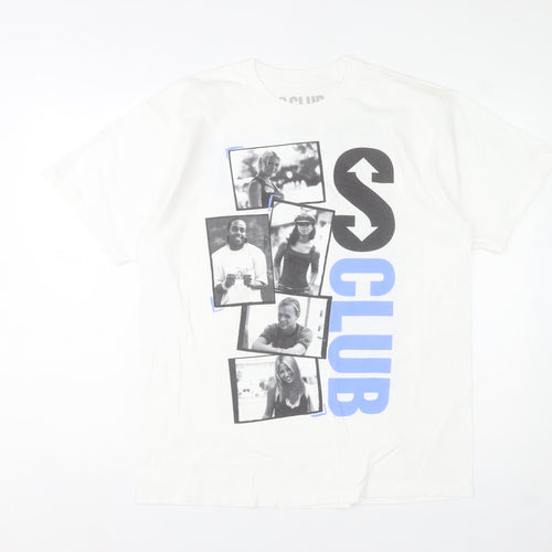 S Club Women's White L T-Shirt 2023 Tour Graphic Cotton Top