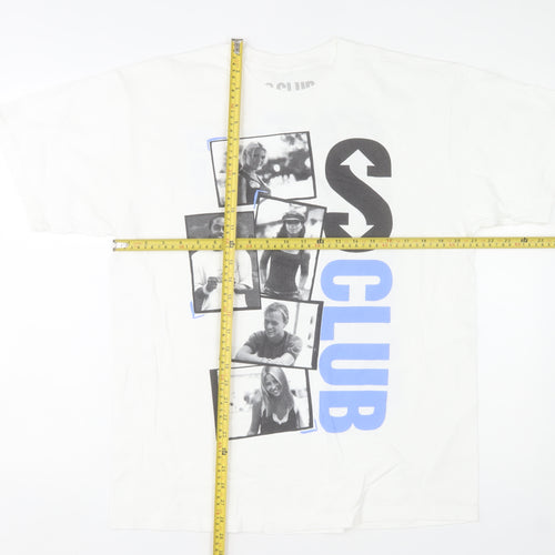 S Club Women's White L T-Shirt 2023 Tour Graphic Cotton Top