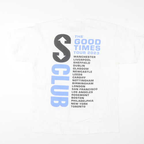 S Club Women's White L T-Shirt 2023 Tour Graphic Cotton Top