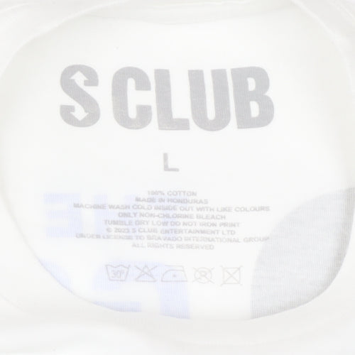 S Club Women's White L T-Shirt 2023 Tour Graphic Cotton Top