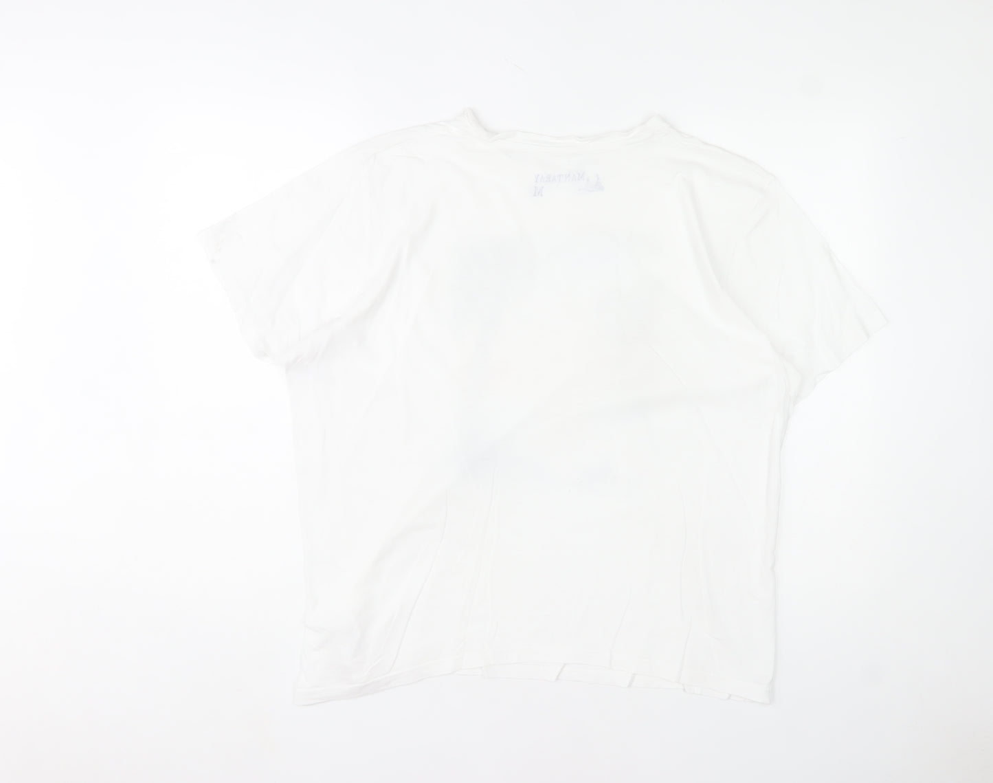 Mantaray Men’s White Medium Cotton Beach Graphic T-Shirt