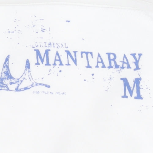 Mantaray Men’s White Medium Cotton Beach Graphic T-Shirt