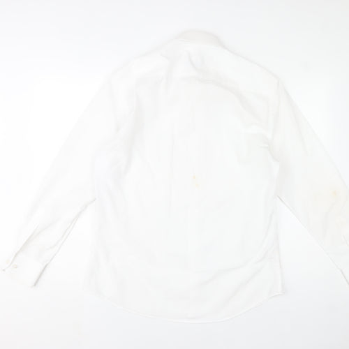 Benetti Luxury Men's White 16.5in Tapered Long Sleeve Button-Up Shirt