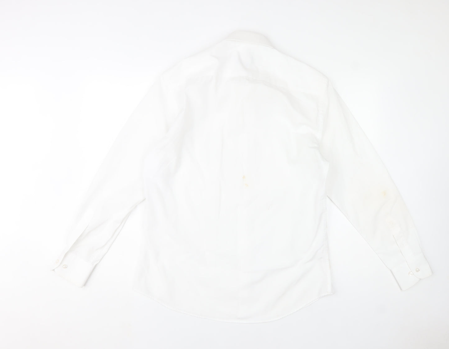 Benetti Luxury Men's White 16.5in Tapered Long Sleeve Button-Up Shirt