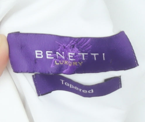Benetti Luxury Men's White 16.5in Tapered Long Sleeve Button-Up Shirt