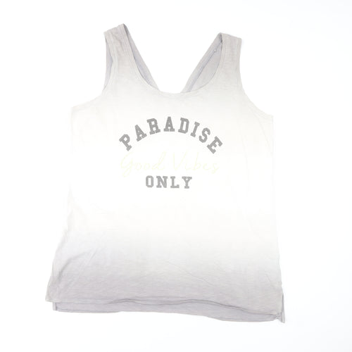 Next Womens Grey Cotton Tank Top Size 18 Sleeveless Holiday Style