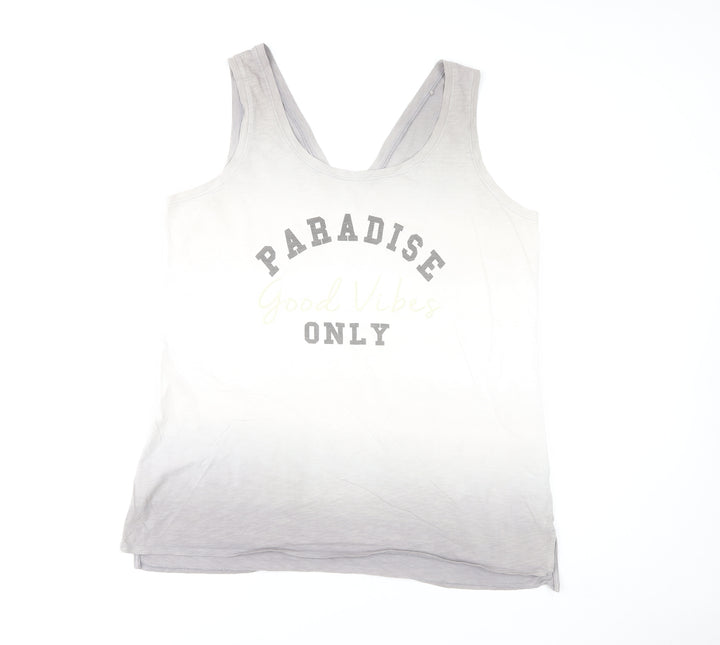 Next Womens Grey Cotton Tank Top Size 18 Sleeveless Holiday Style