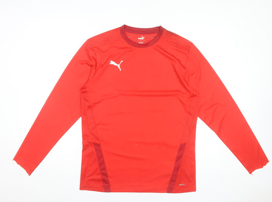 Puma Men's Red Long Sleeve Athletic Football Training Top L