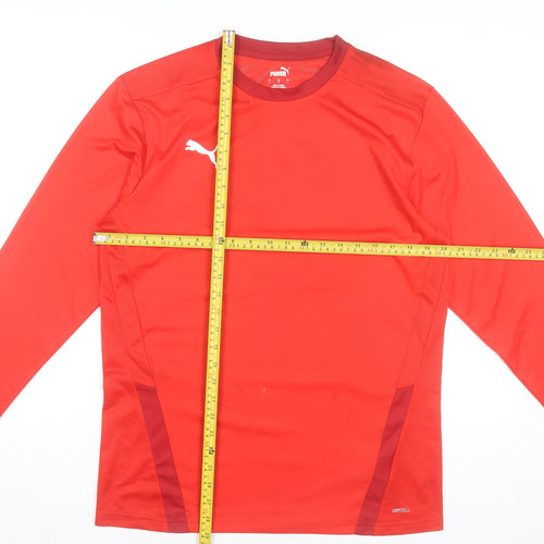 Puma Men's Red Long Sleeve Athletic Football Training Top L